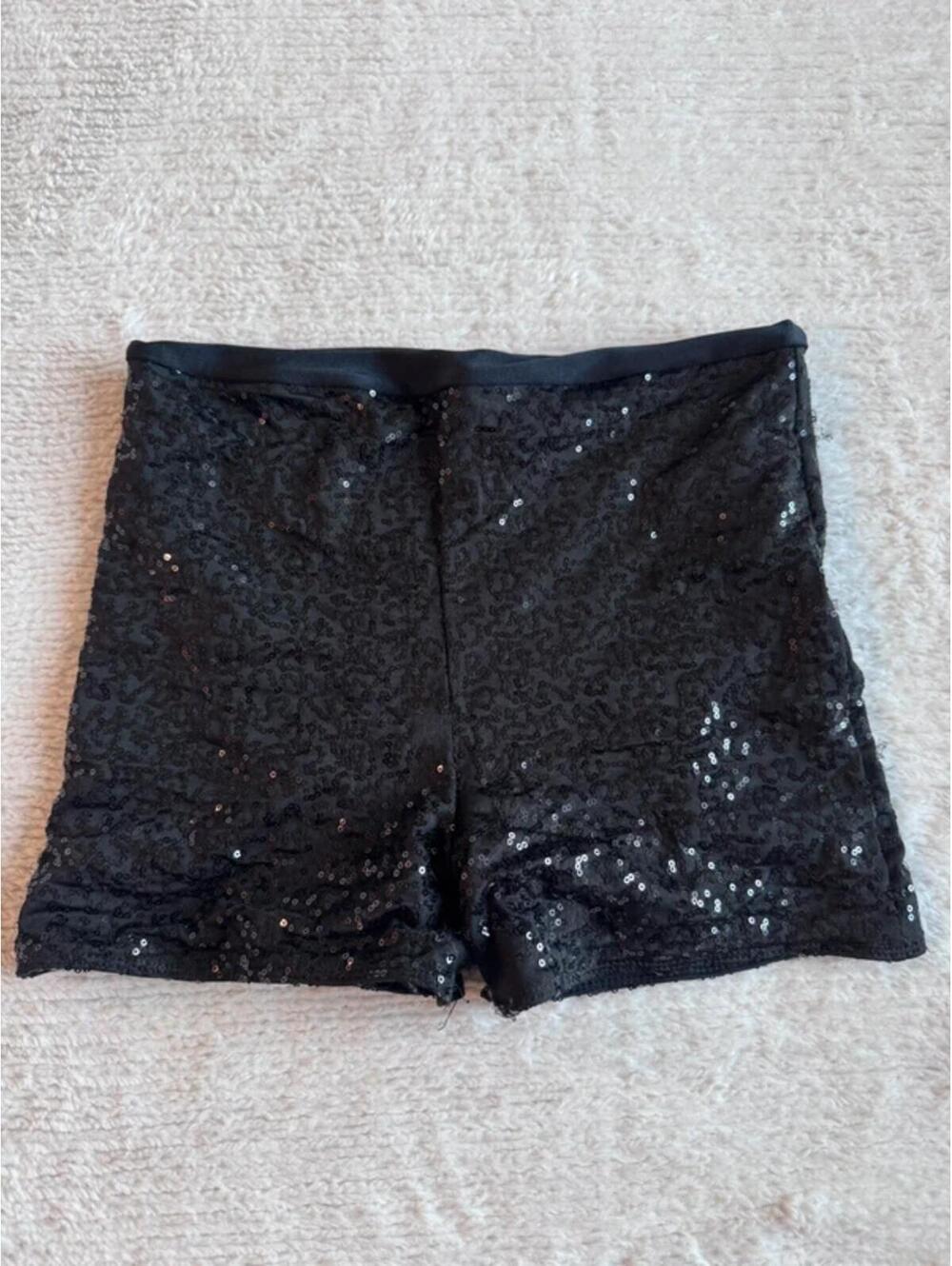 Y2k Medium Spandex Black Silver Shimmer Skort